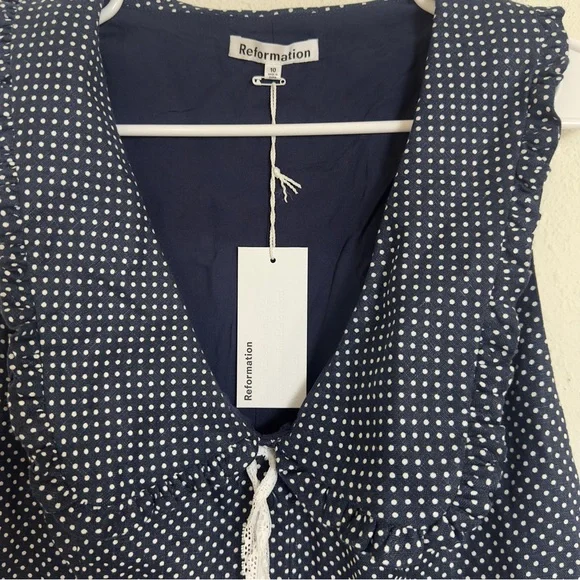 Reformation soraya polka dot sleeveless linen dress - Picture 5 of 10